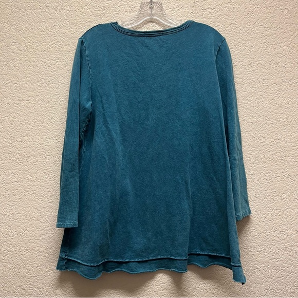 Jess & Jane Tunic Top Floral Artsy USA Polka Dot Small Green Daisy - Picture 2 of 6